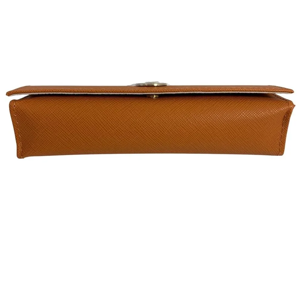 Tory Burch Eyeglasses Case Orange Soft Shell Slim Case + Cleaning Cloth NWOT